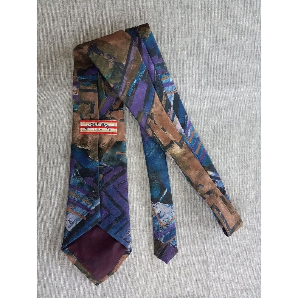 Bugle Boy Men's Pure Silk USA One Size Abstract Pattern‎ Neck Tie